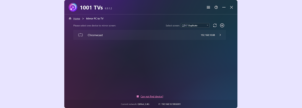 PC 1001 TVs start mirroring