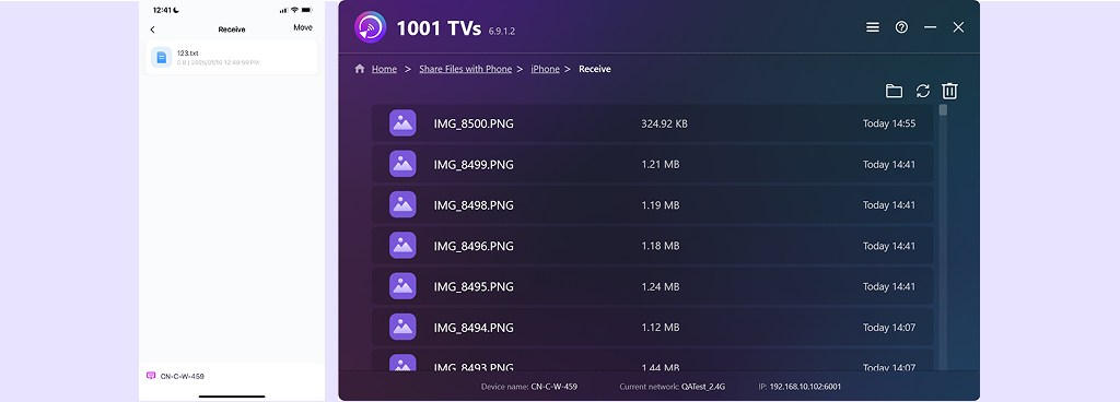 Share files device paired interface