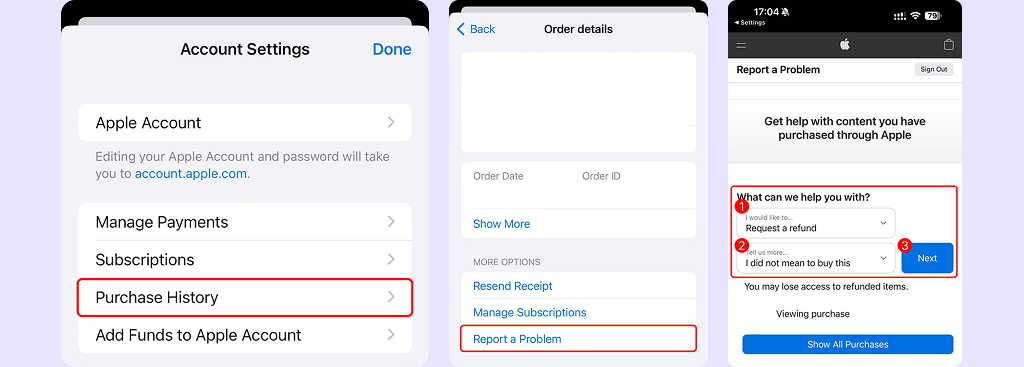 Request a refund on your iOS