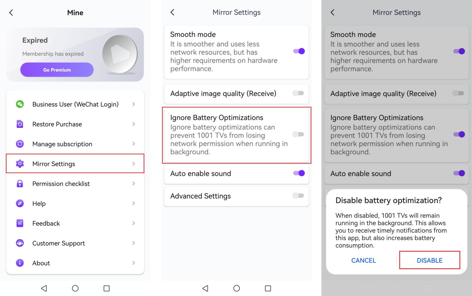 1001 TVs--How to fix disconnections issue for Android device?