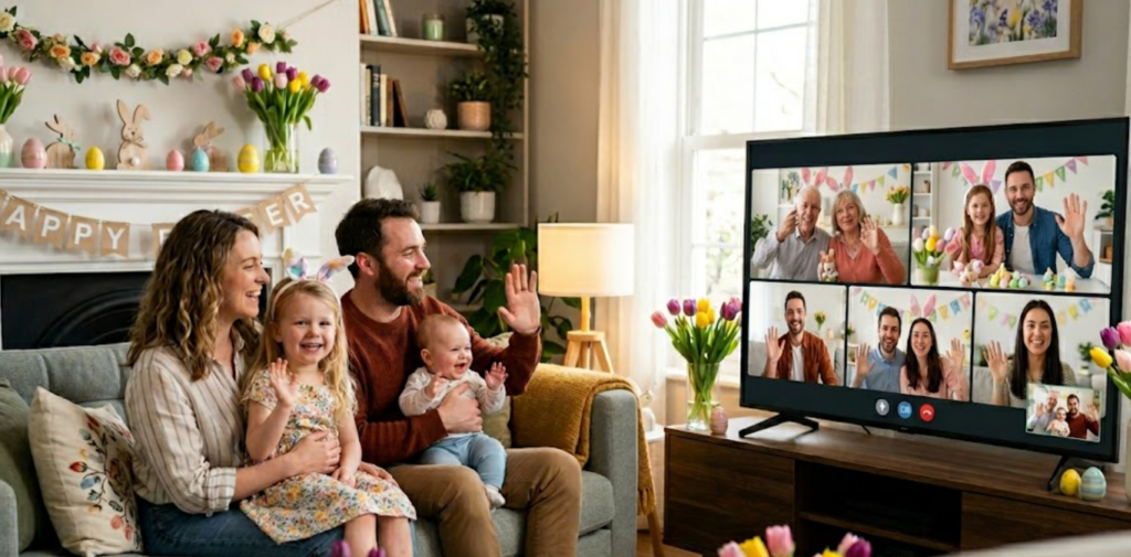 Easter Video Call on Big Screen