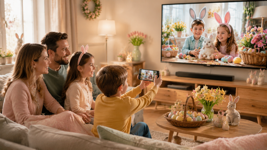 Easter Family Together with Screen Mirroring