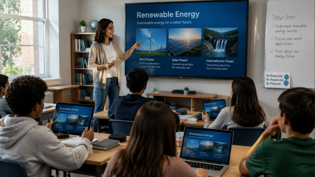 Interactive classroom with screen sharing