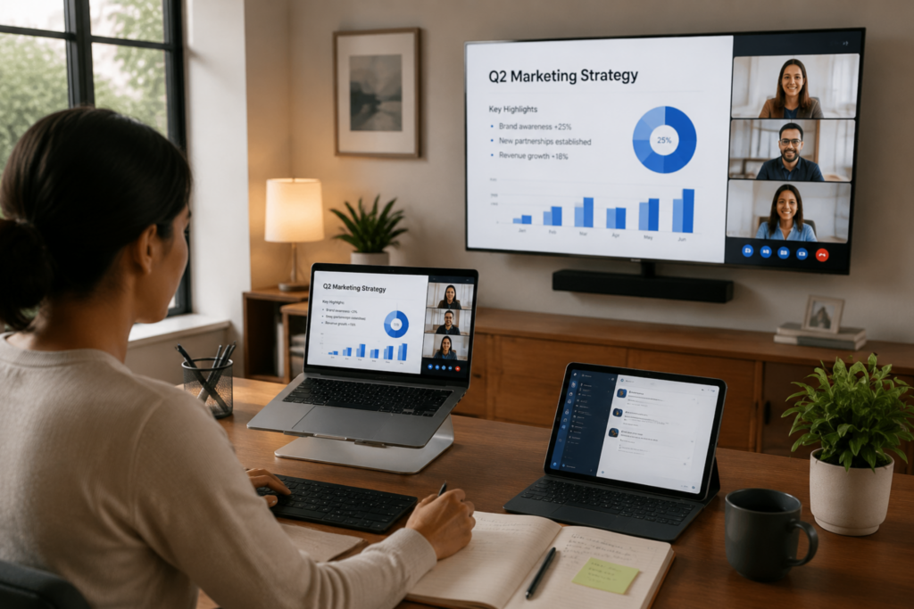 Using screen mirroring in a home office