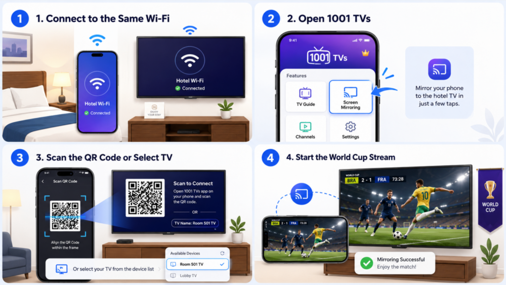 1001 TVs Screen Mirroring Steps