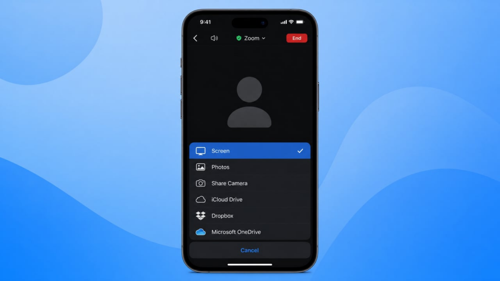 مشاركة الشاشة في اجتماع Zoom مباشرةً من تطبيق الهاتف المحمول