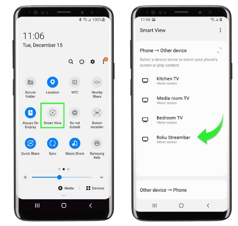 Screen mirror Android to Roku TV