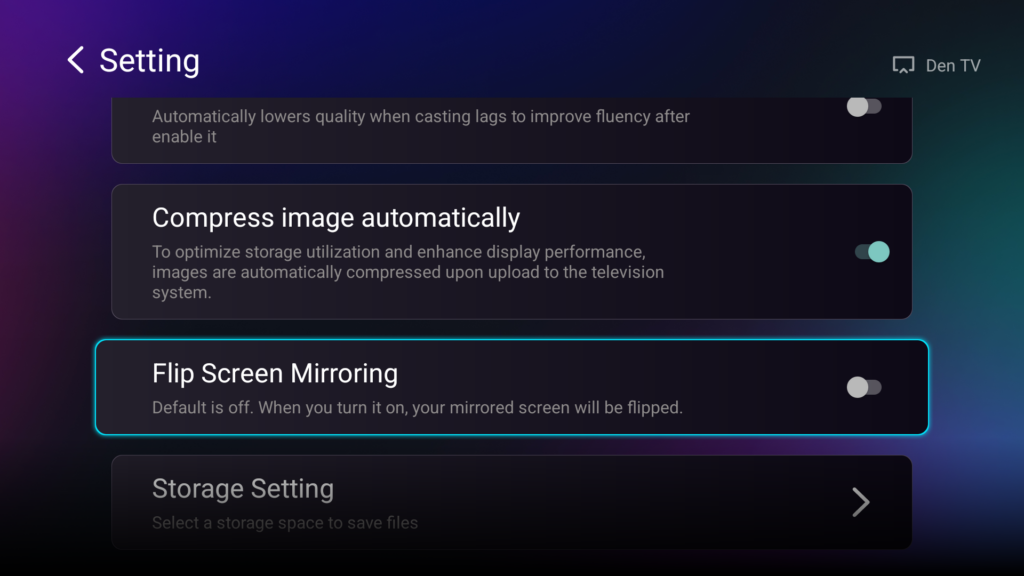 1001 TVs can flip screen mirroring