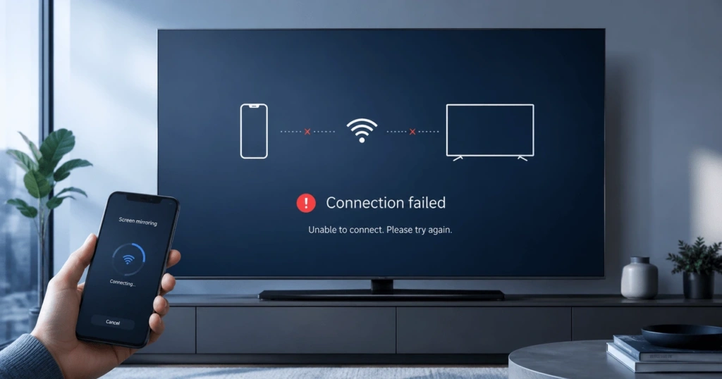 hero image of Samsung TV screen mirroring not working