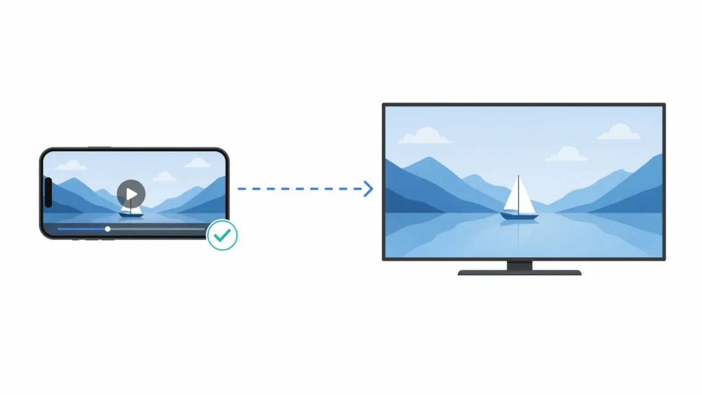 1001 TVs स्ट्रीमिंग फीचर iPhone से LG TV पर मीडिया स्ट्रीम करता है, जबकि फोन को अन्य कार्यों के लिए मुक्त रखता है।