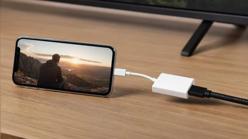 शून्य विलंबता के साथ तारयुक्त स्क्रीन मिररिंग के लिए iPhone को LG टीवी से जोड़ने वाला USB-C से HDMI एडाप्टर