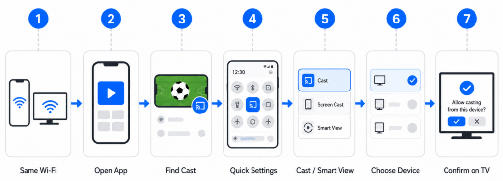cast or mirror from Android to watch Premier League